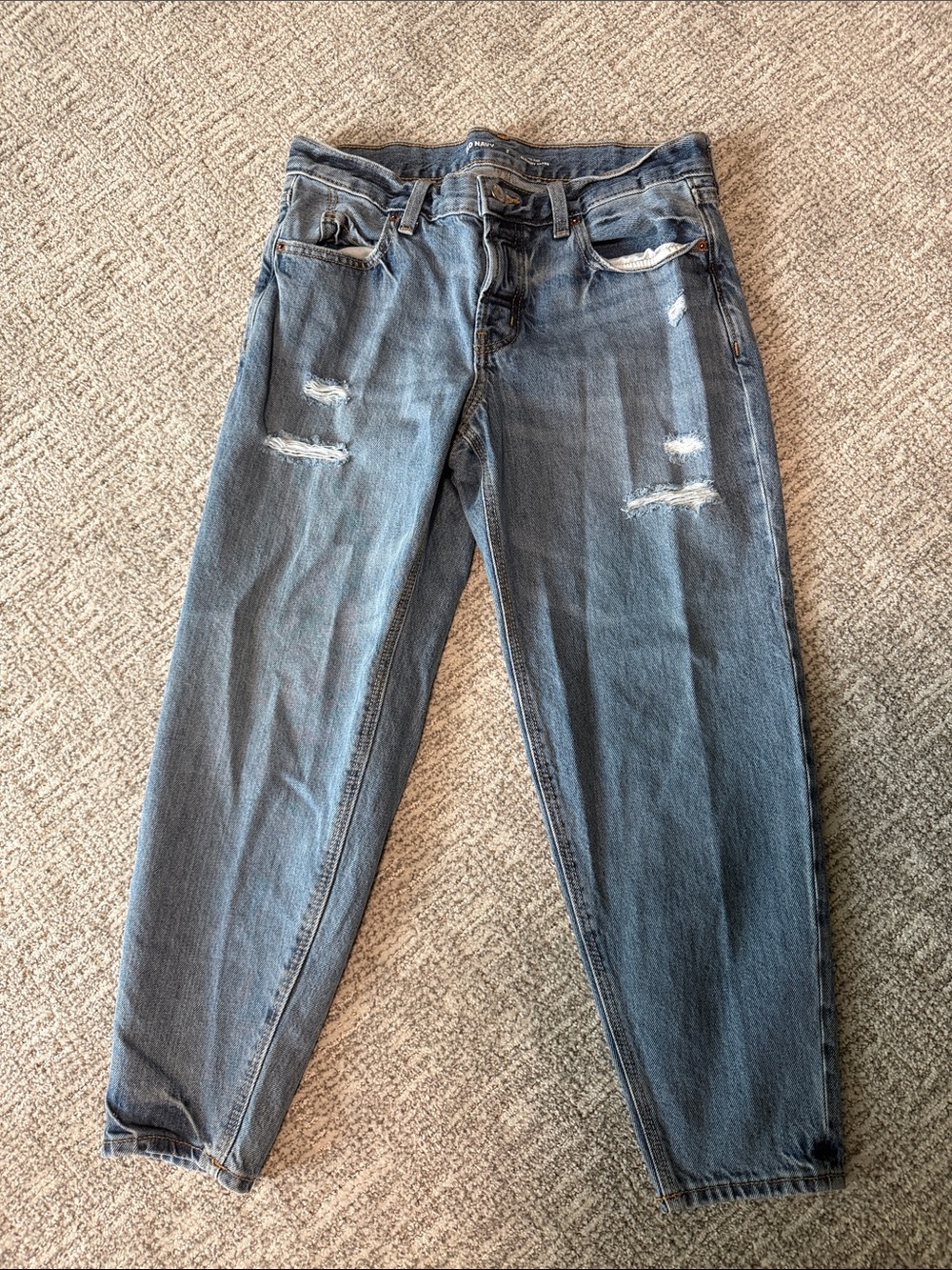 Old Navy Women's Light Blue Distressed Boyfriend Jeans